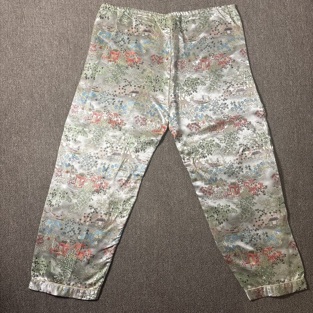Vintage Women’s Japanese Silk Needlepoint Pants Pajama Bottom 30x19.5